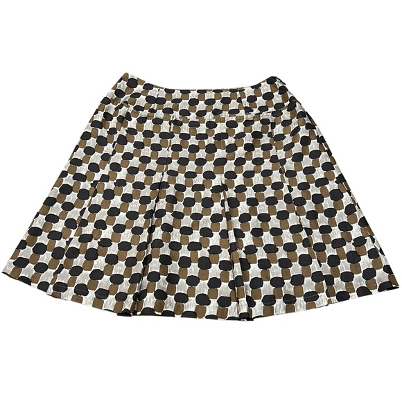 Pringle of Scotland 100% Silk Flare A Line Skirt Brown White Black - 10 - Picture 1 of 11